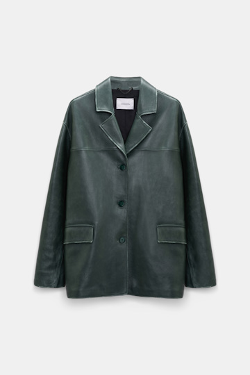 Dorothee Schumacher Oversized leather blazer emerald Product Front View