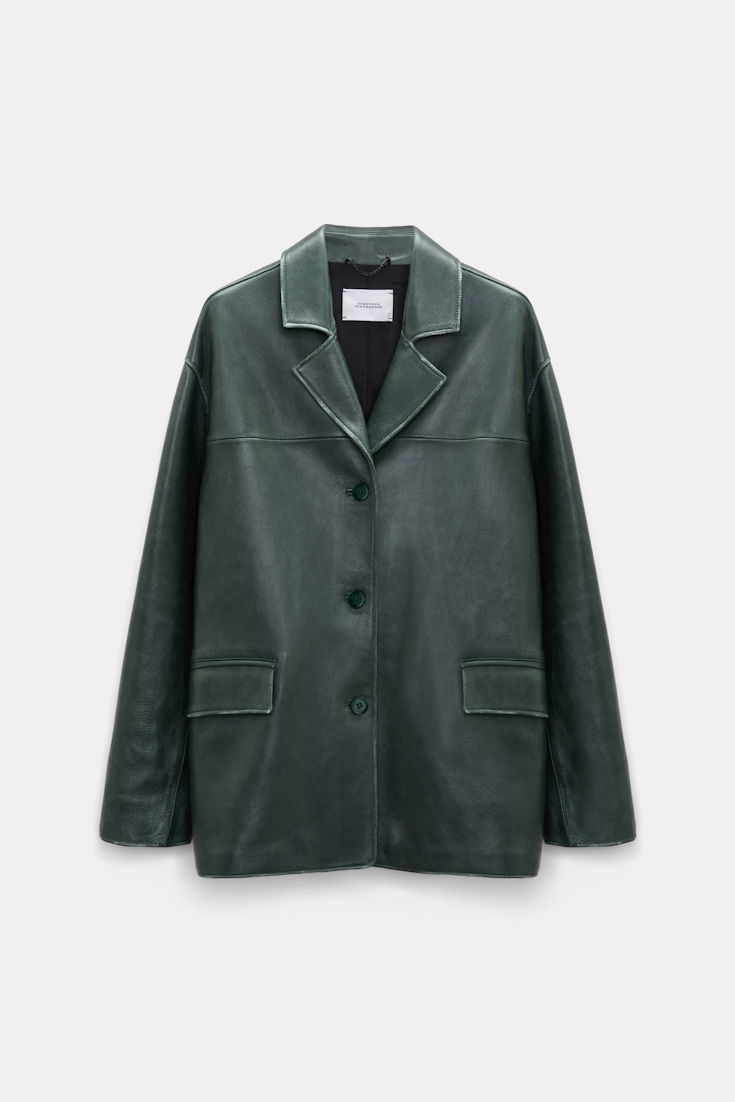 Dorothee Schumacher Oversized leather blazer emerald Product Front View
