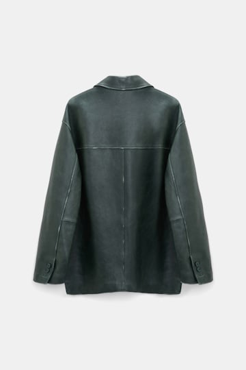 Dorothee Schumacher Oversized leather blazer emerald Product Detail View