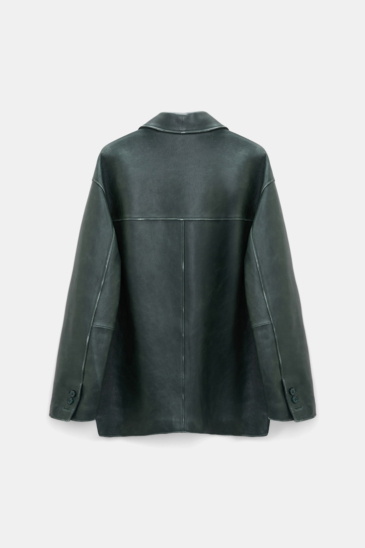 Dorothee Schumacher Oversized leather blazer emerald Product Detail View