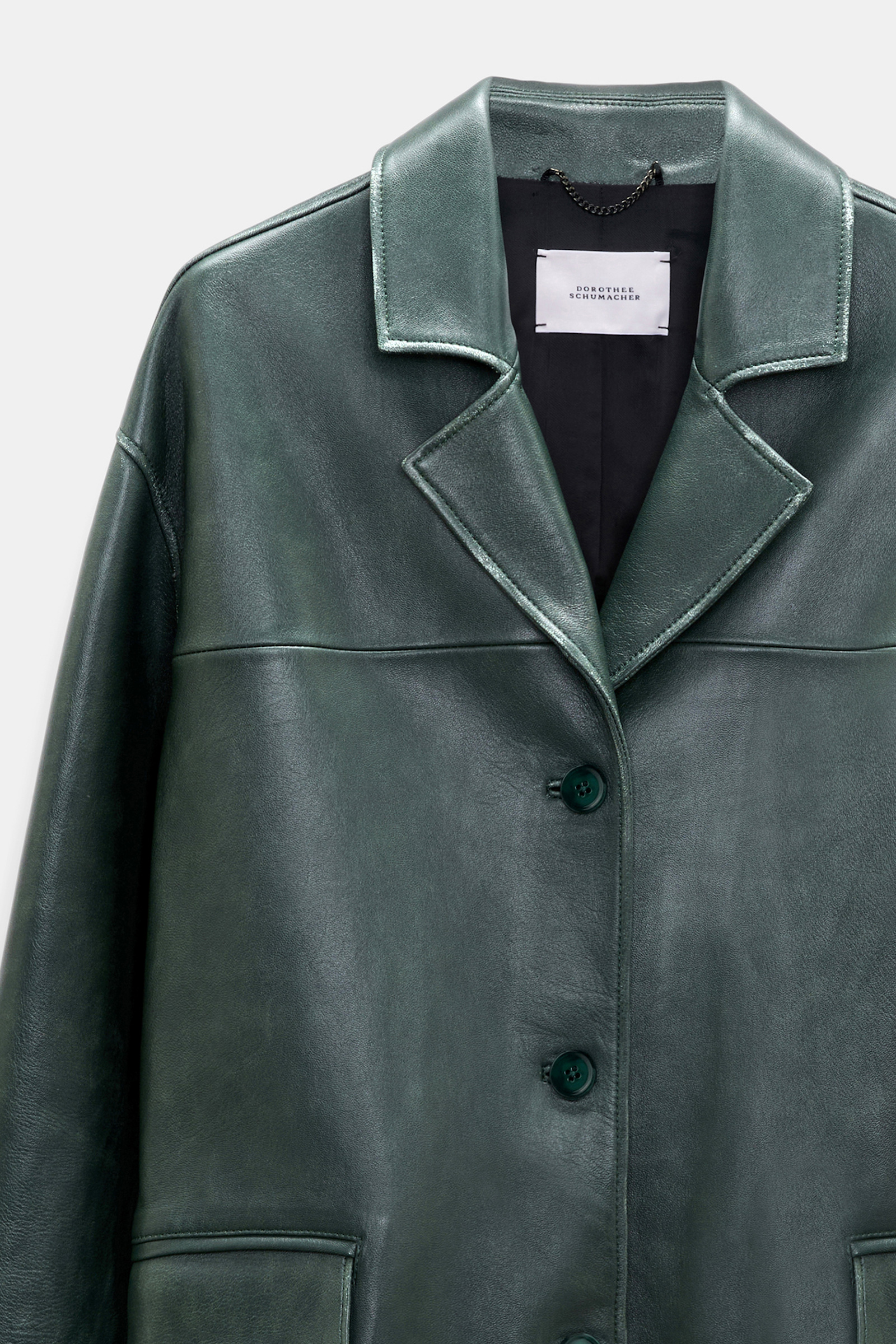 Dorothee Schumacher Oversized leather blazer emerald Product Detail View