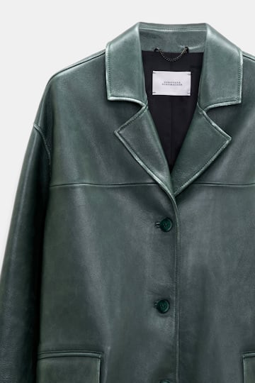 Dorothee Schumacher Oversized leather blazer emerald Product Detail View