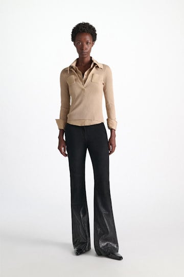 Dorothee Schumacher Suede dégradé pants vinyl black Model Front View