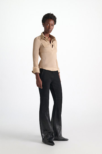 Dorothee Schumacher Suede dégradé pants vinyl black Model Detail View
