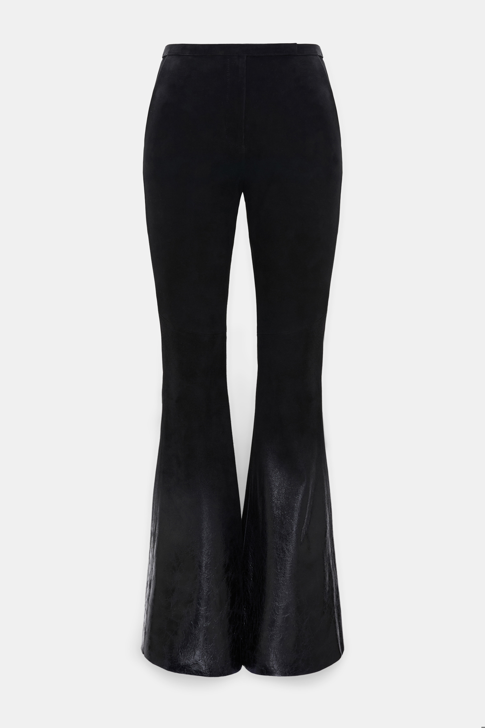 Dorothee Schumacher Wildleder-Flared-Hose mit glänzendem Degradé-Verlauf vinyl black Product Front View