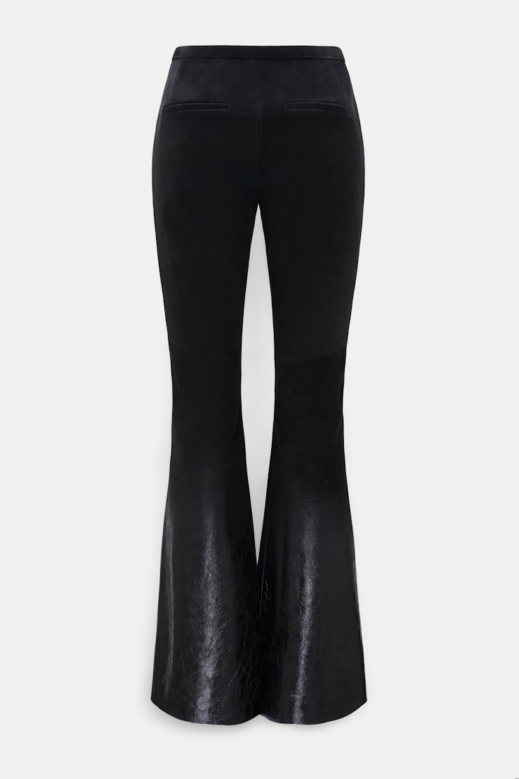 Dorothee Schumacher Wildleder-Flared-Hose mit glänzendem Degradé-Verlauf vinyl black Product Detail View