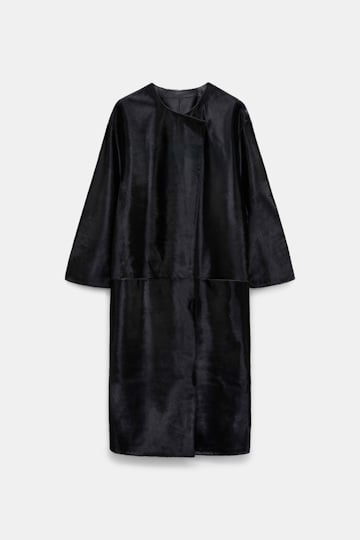 Dorothee Schumacher Fellmantel vinyl black Product Front View