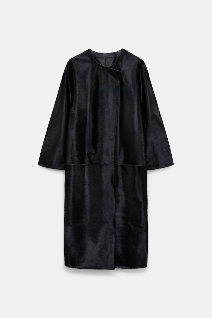 Dorothee Schumacher Fellmantel vinyl black Product Front View