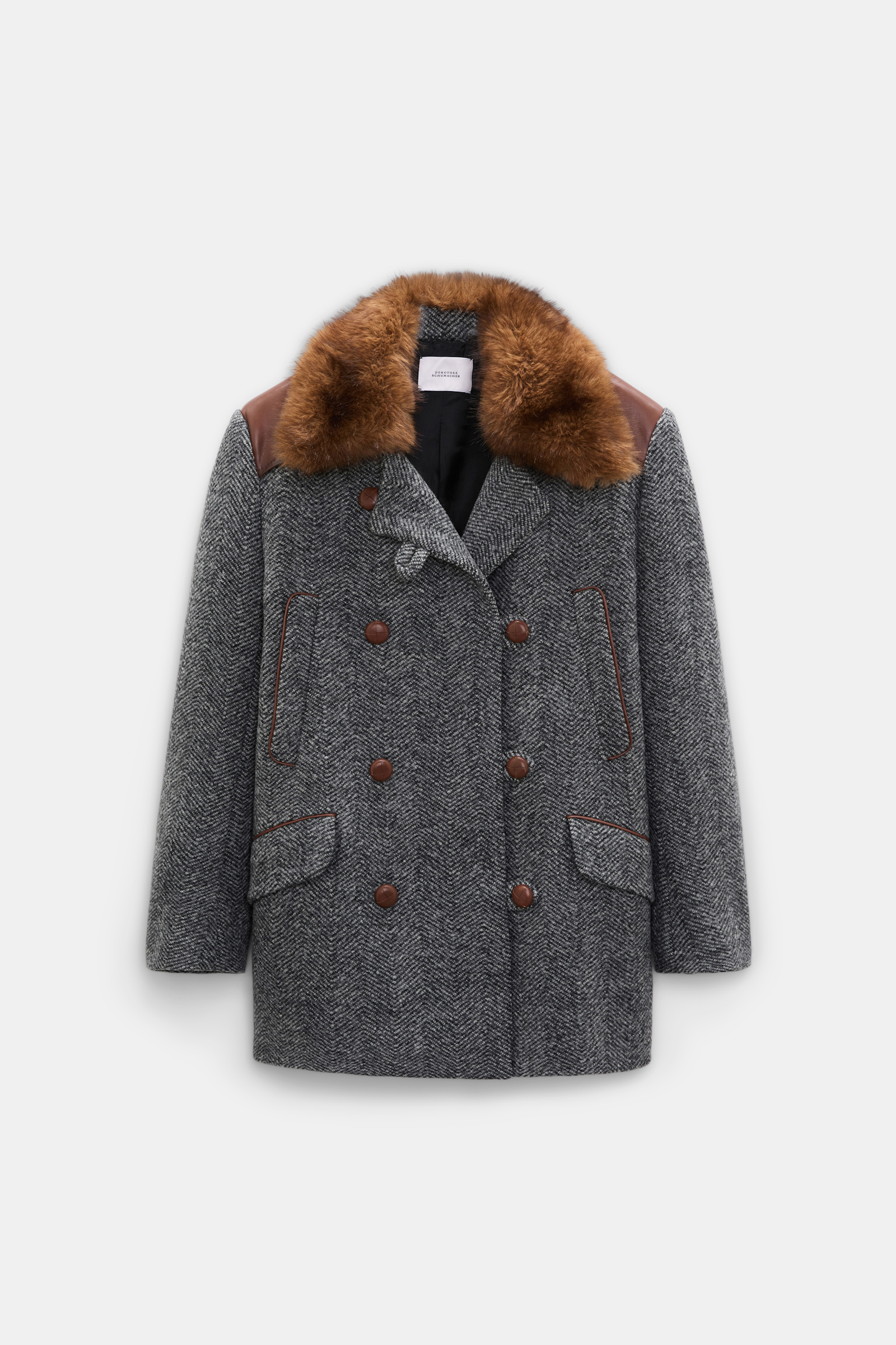 Dorothee Schumacher Virgin wool herringbone coat stereo grey herringbone Product Front View