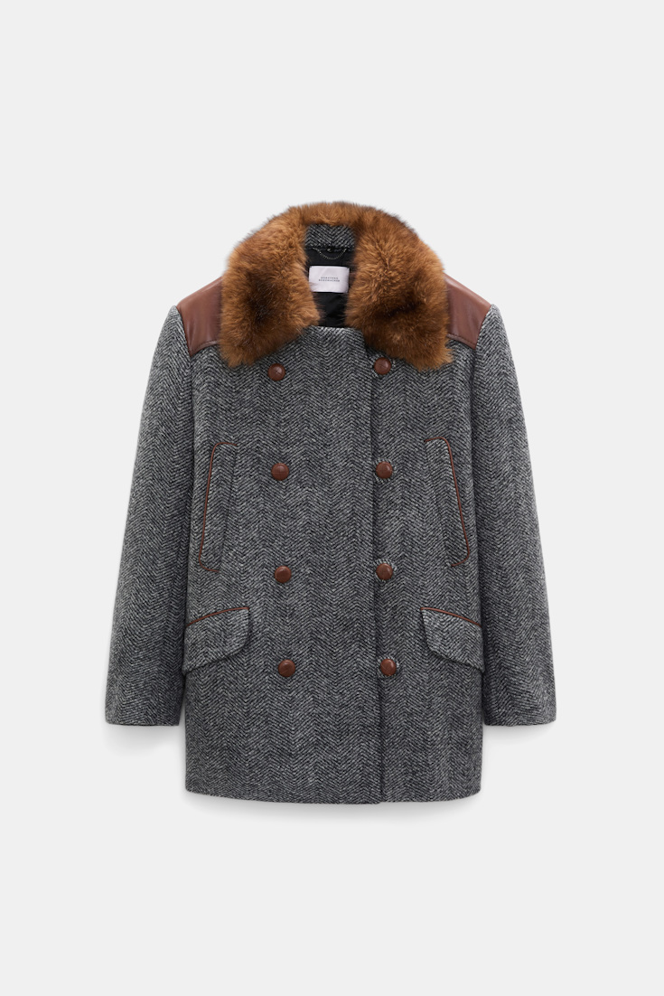 Dorothee Schumacher Virgin wool herringbone coat stereo grey herringbone Product Detail View
