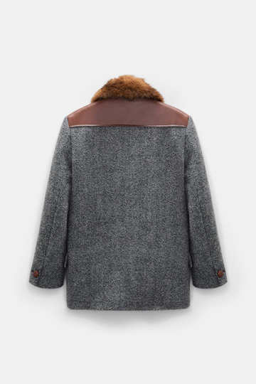 Dorothee Schumacher Virgin wool herringbone coat stereo grey herringbone Product Detail View