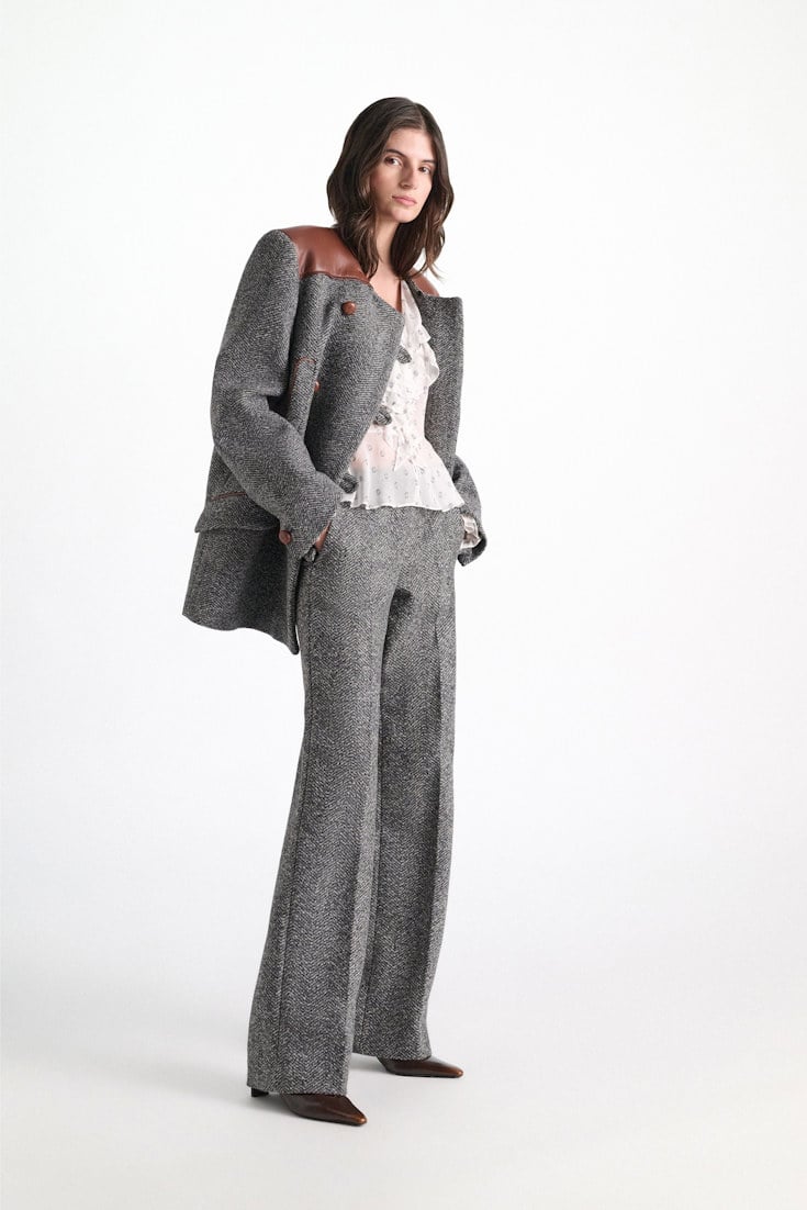 Dorothee Schumacher Herringbone-Hose aus Schurwolle stereo grey herringbone Model Front View