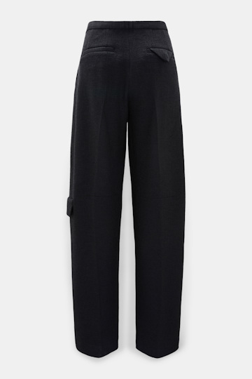 Dorothee Schumacher Bouclé barrel leg pants vinyl black Product Detail View