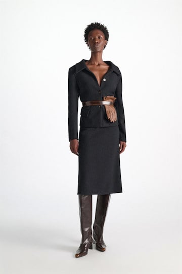 Dorothee Schumacher Bouclé skirt vinyl black Model Front View