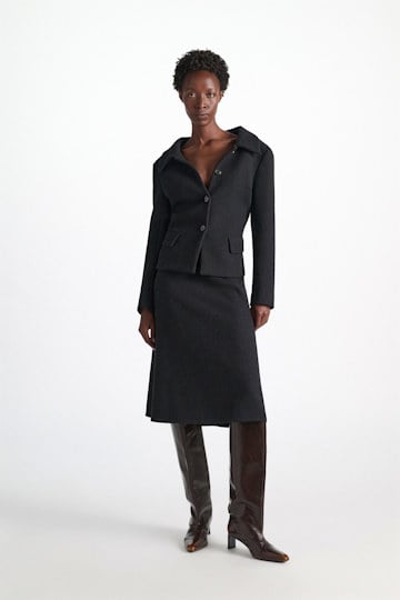 Dorothee Schumacher Bouclé skirt vinyl black Model Detail View