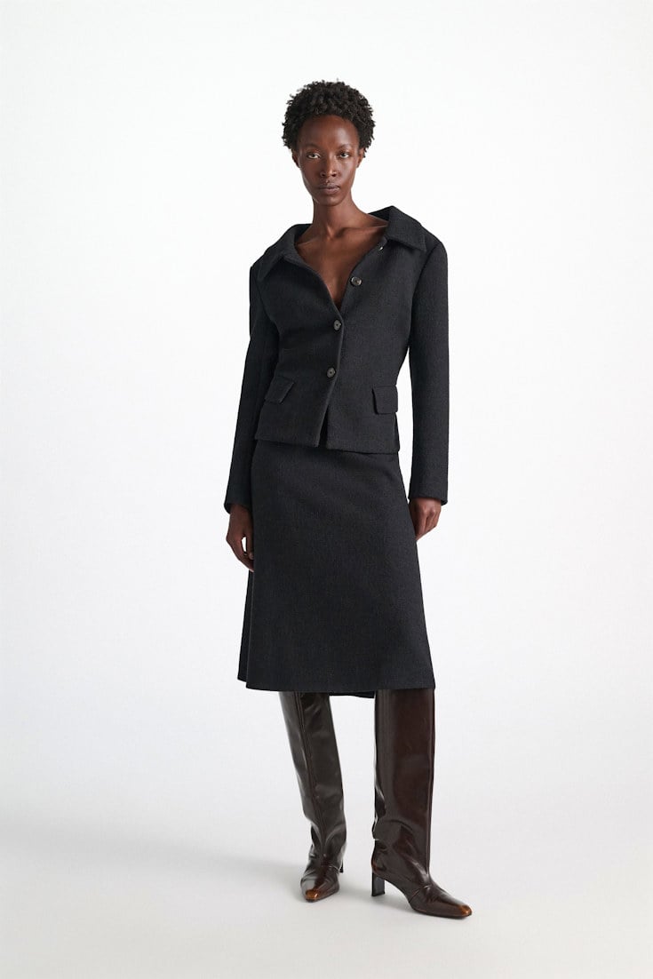 Dorothee Schumacher Bouclé skirt vinyl black Model Detail View