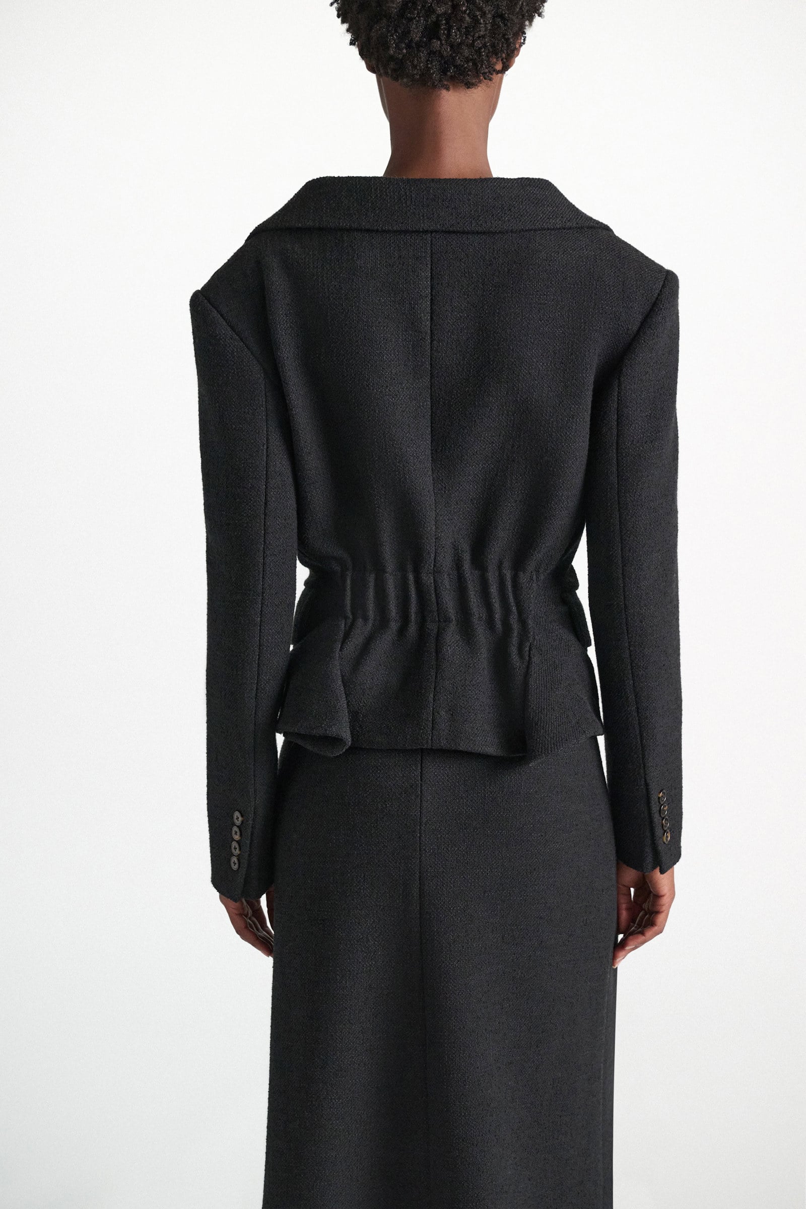 Dorothee Schumacher Bouclé blazer vinyl black Model Detail View
