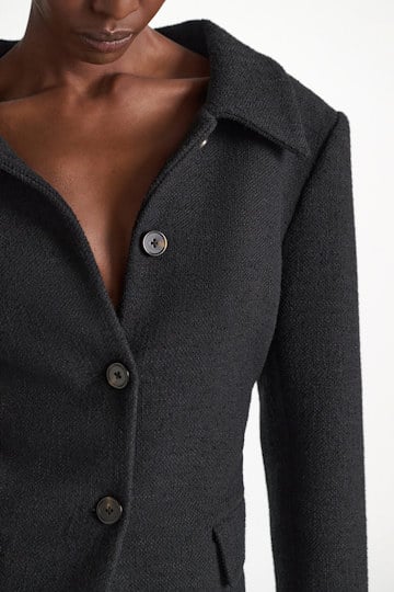 Dorothee Schumacher Bouclé blazer vinyl black Model Detail View