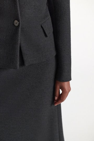 Dorothee Schumacher Bouclé blazer vinyl black Model Detail View