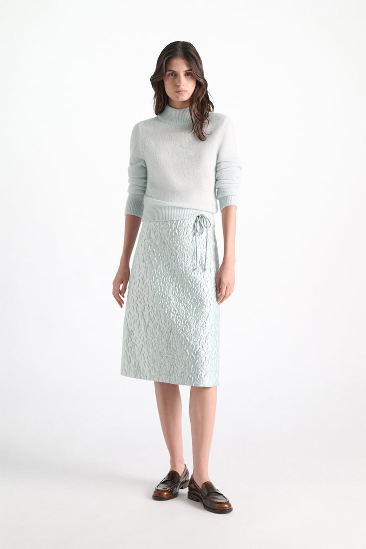 Dorothee Schumacher Leopard print cloqué jacquard skirt mint Model Detail View