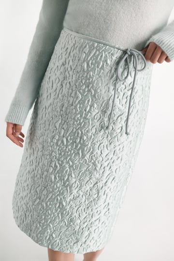 Dorothee Schumacher Leopard print cloqué jacquard skirt mint Model Detail View