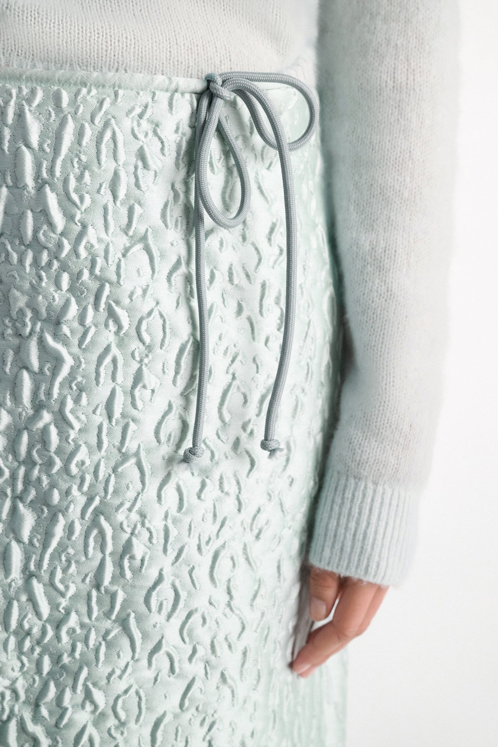 Dorothee Schumacher Leopard print cloqué jacquard skirt mint Model Detail View