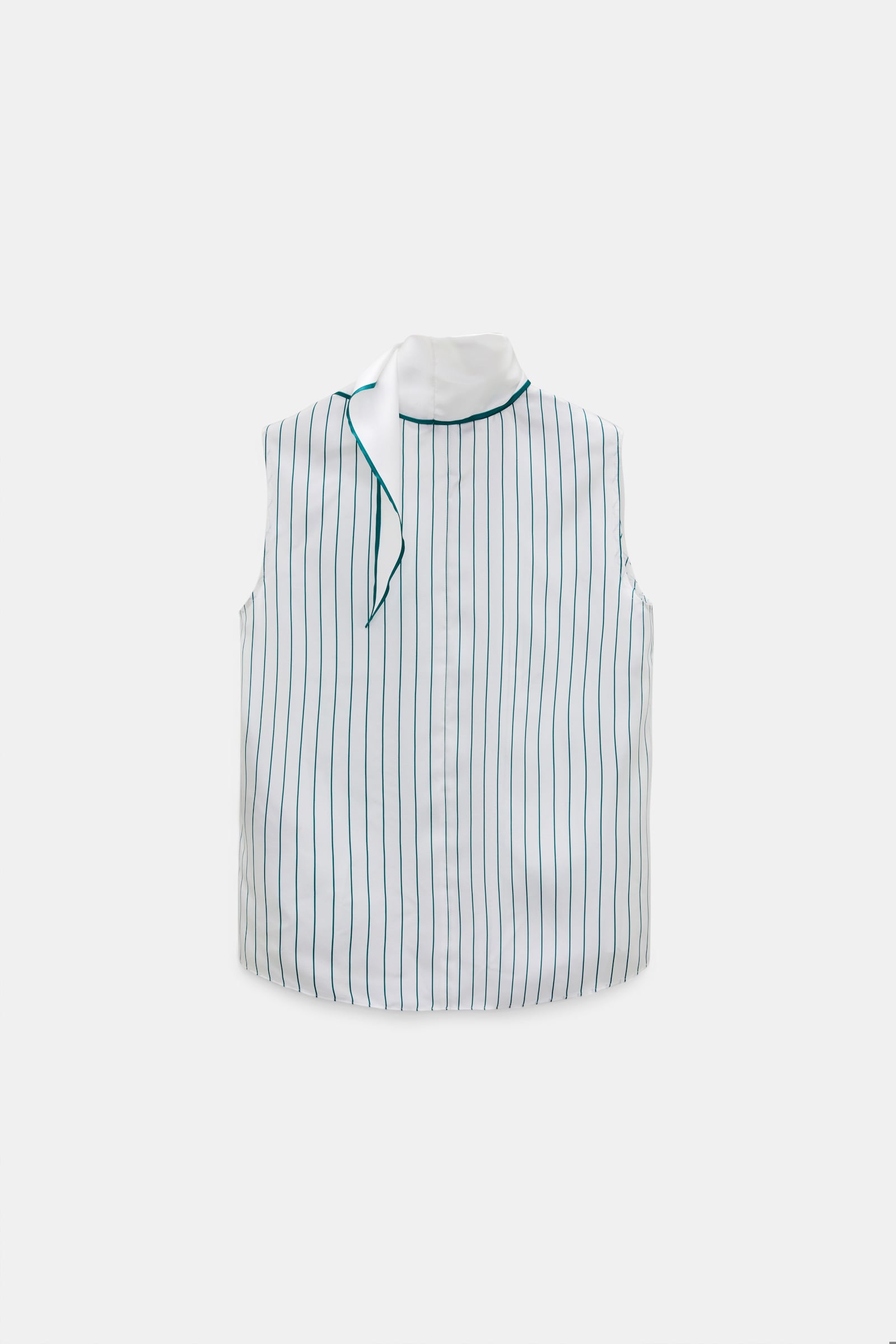 Dorothee Schumacher Ärmellose Bluse aus bedrucktem Seidentwill strip green Product Detail View