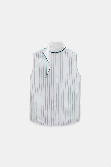 Dorothee Schumacher Ärmellose Bluse aus bedrucktem Seidentwill strip green Product Detail View