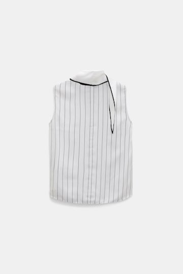Dorothee Schumacher Ärmellose Bluse aus bedrucktem Seidentwill strip black Product Detail View