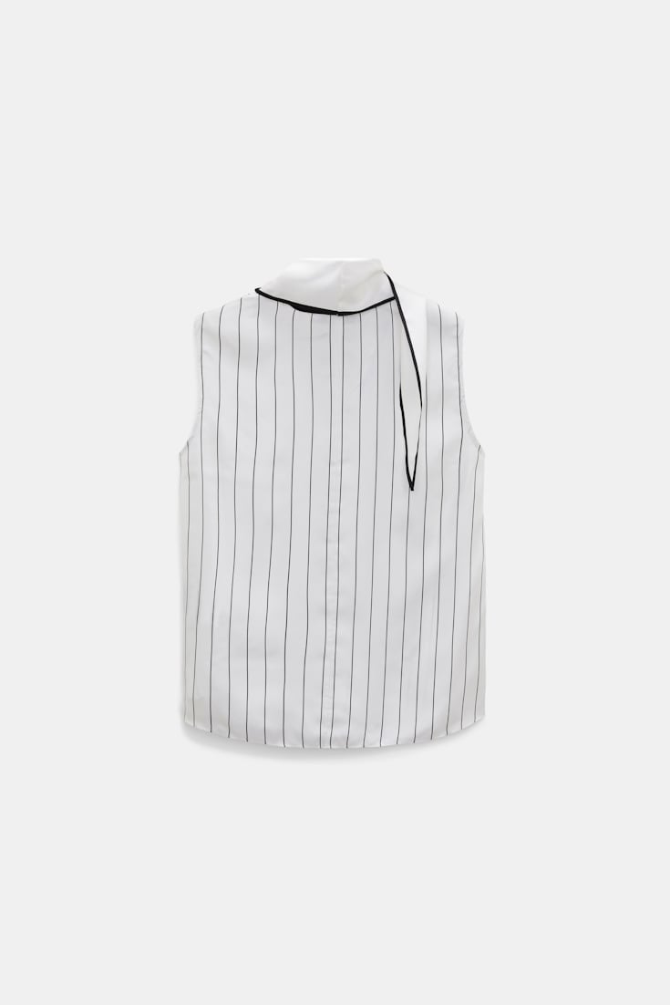 Dorothee Schumacher Ärmellose Bluse aus bedrucktem Seidentwill strip black Product Detail View