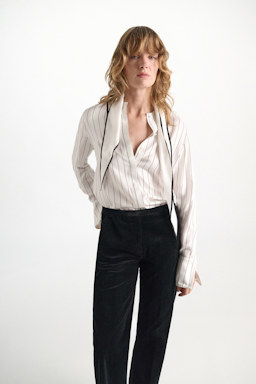 Dorothee Schumacher Hemdbluse aus bedrucktem Seidentwill strip black