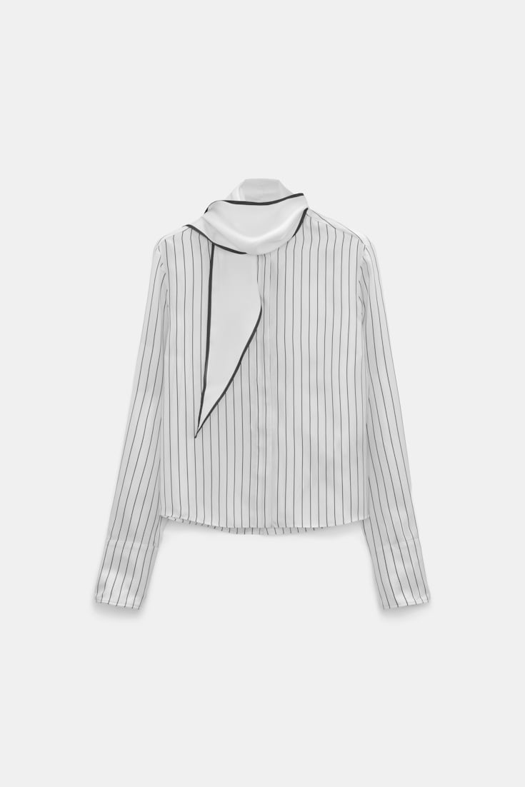 Dorothee Schumacher Hemdbluse aus bedrucktem Seidentwill strip black Product Detail View