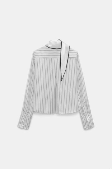 Dorothee Schumacher Striped silk twill blouse strip black Product Detail View