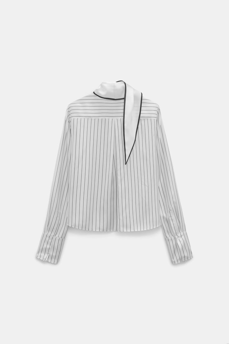 Dorothee Schumacher Hemdbluse aus bedrucktem Seidentwill strip black Product Detail View