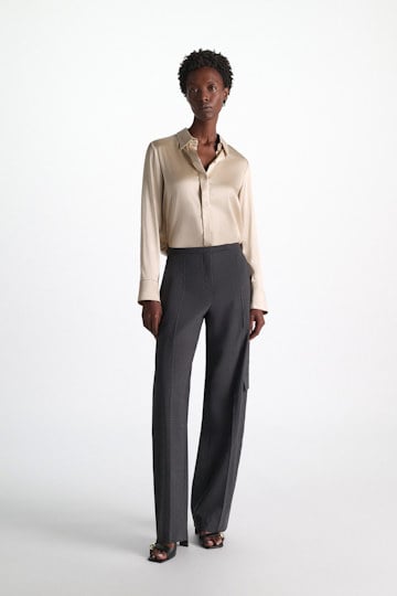 Dorothee Schumacher Stretch silk-satin blouse almond Model Detail View