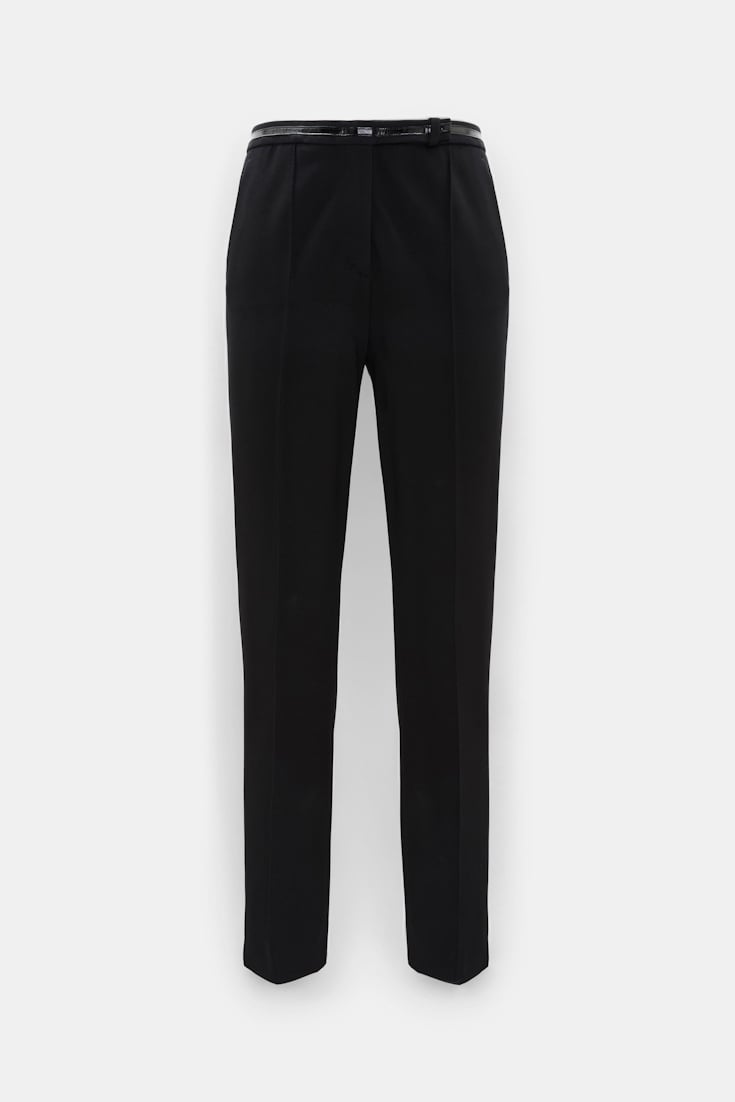 Dorothee Schumacher Punto Milano pants with patent details vinyl black Product Front View