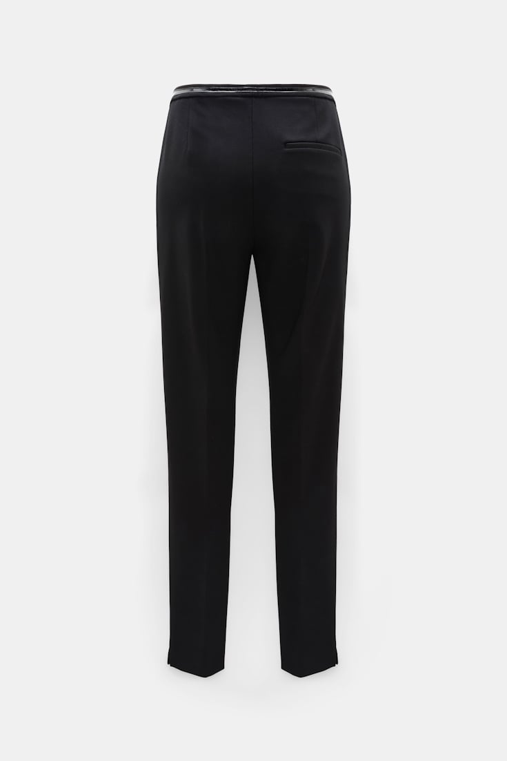 Dorothee Schumacher Punto Milano pants with patent details vinyl black Product Detail View