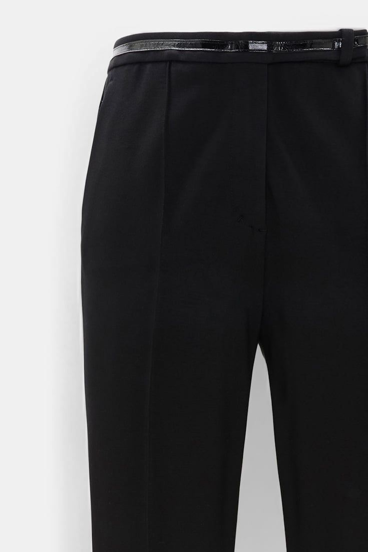 Dorothee Schumacher Punto Milano pants with patent details vinyl black Product Detail View