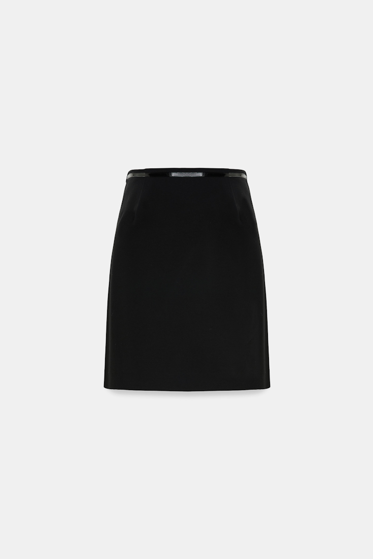 Dorothee Schumacher Punto Milano skirt with patent details vinyl black Product Detail View
