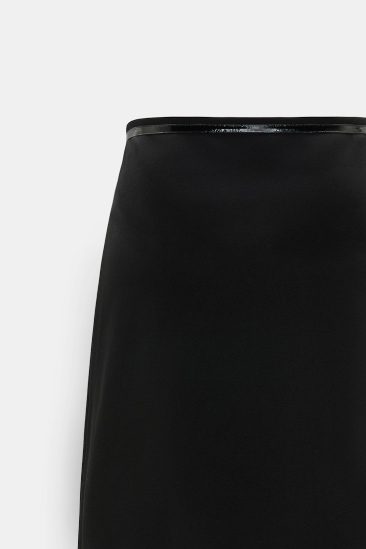 Dorothee Schumacher Punto Milano skirt with patent details vinyl black Product Detail View