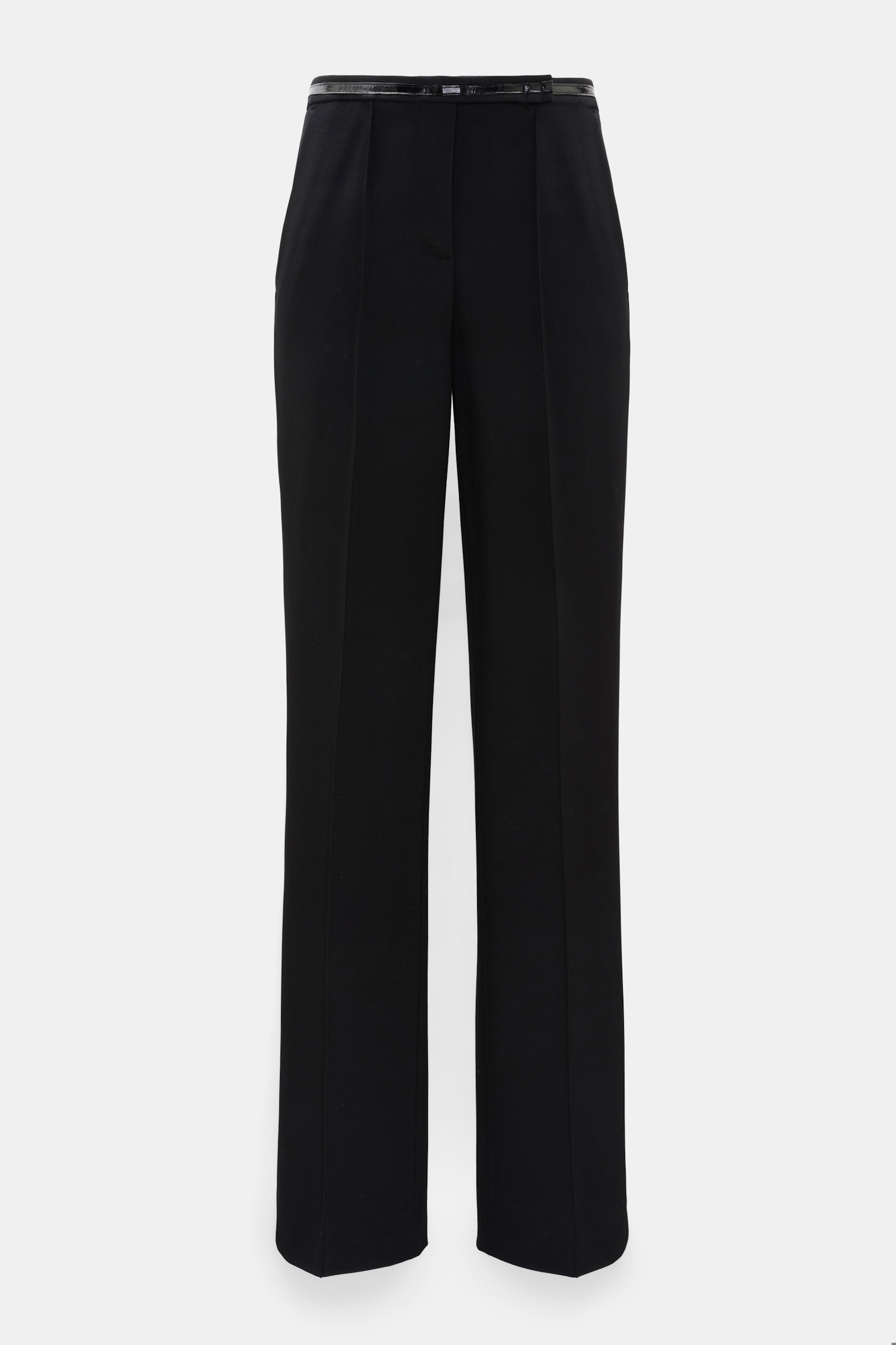 Dorothee Schumacher Wide leg pants in Punto Milano with patent vinyl black Product Front View