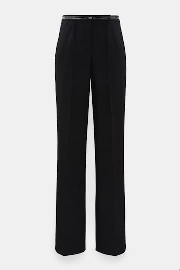 Dorothee Schumacher Wide leg pants in Punto Milano with patent vinyl black Product Front View