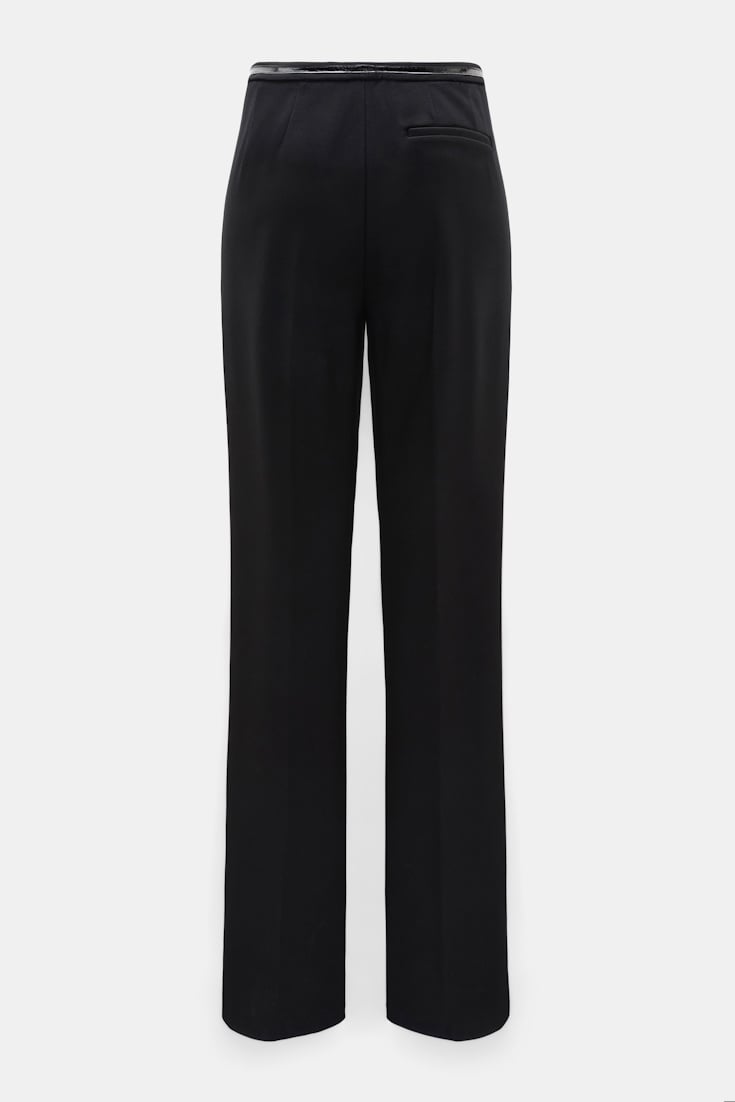 Dorothee Schumacher Wide leg pants in Punto Milano with patent vinyl black Product Detail View