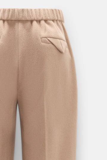 Dorothee Schumacher Wide leg track pants in brushed wool almond Product Detail View