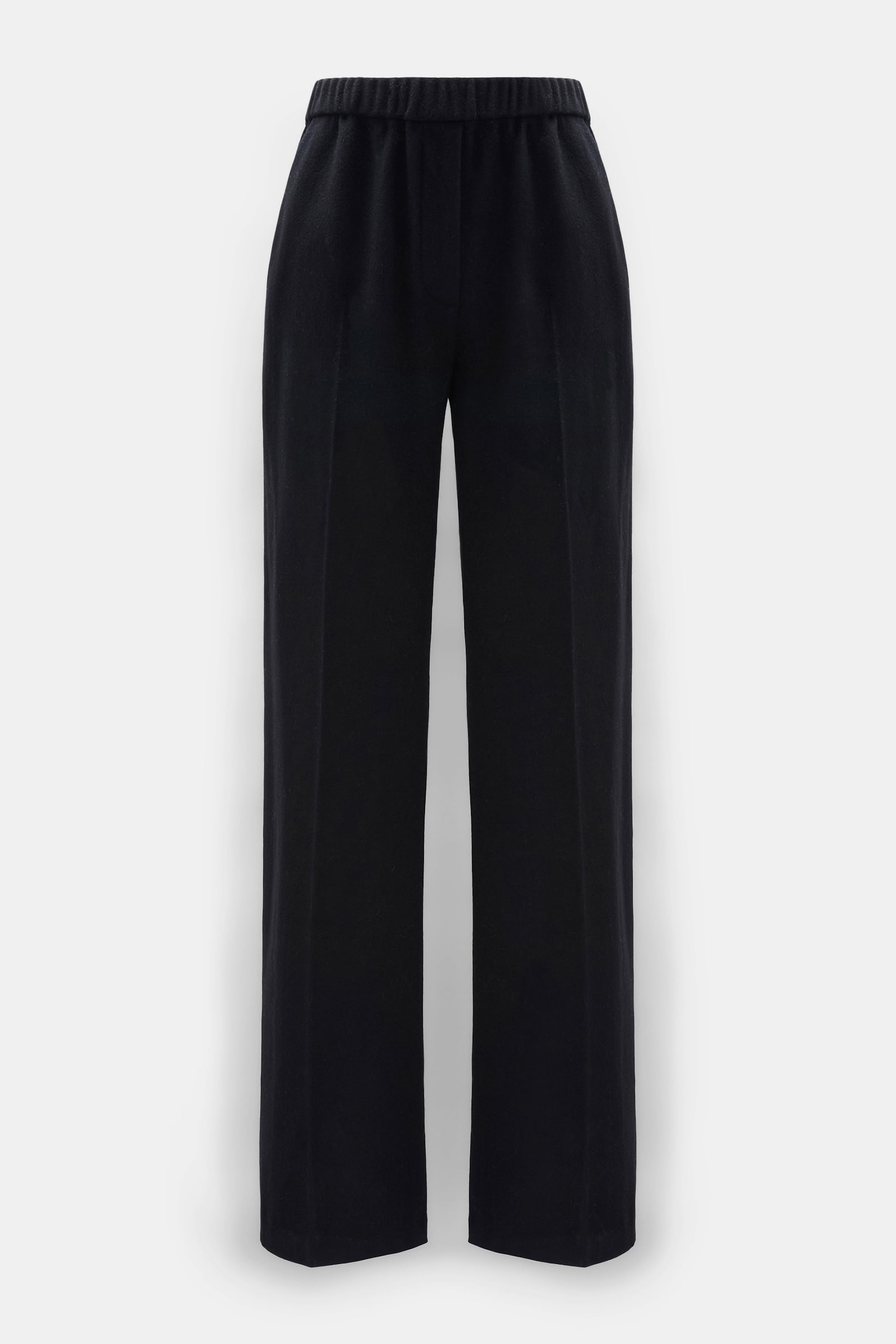 Dorothee Schumacher Trainingshose mit weitem Bein aus gebürsteter Wolle vinyl black Product Front View