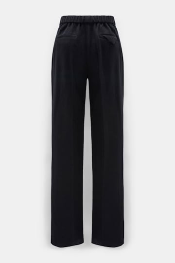 Dorothee Schumacher Wide leg track pants in brushed wool vinyl black Product Detail View