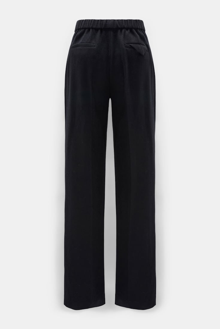 Dorothee Schumacher Trainingshose mit weitem Bein aus gebürsteter Wolle vinyl black Product Detail View