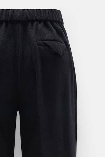 Dorothee Schumacher Wide leg track pants in brushed wool vinyl black Product Detail View