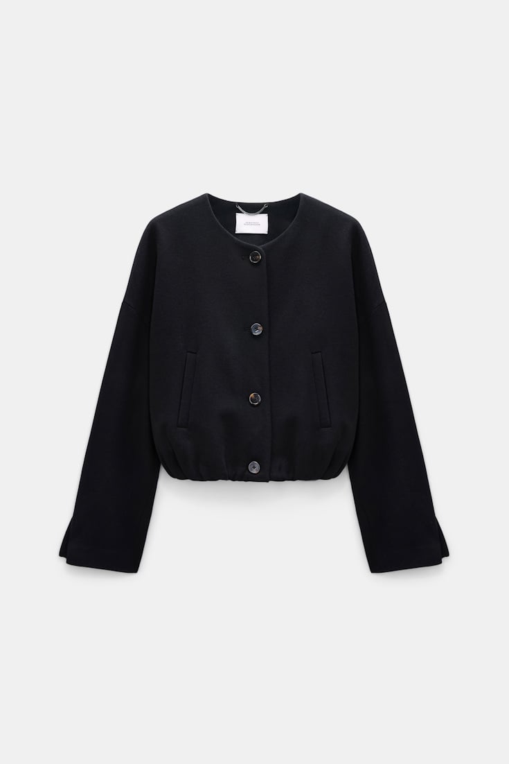 Dorothee Schumacher Blouson aus gebürsteter Wolle vinyl black Product Front View
