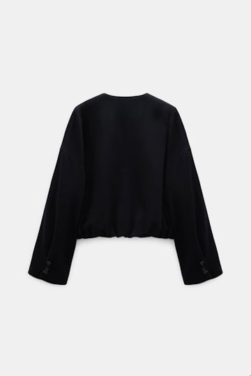 Dorothee Schumacher Blouson jacket in brushed wool vinyl black Product Detail View
